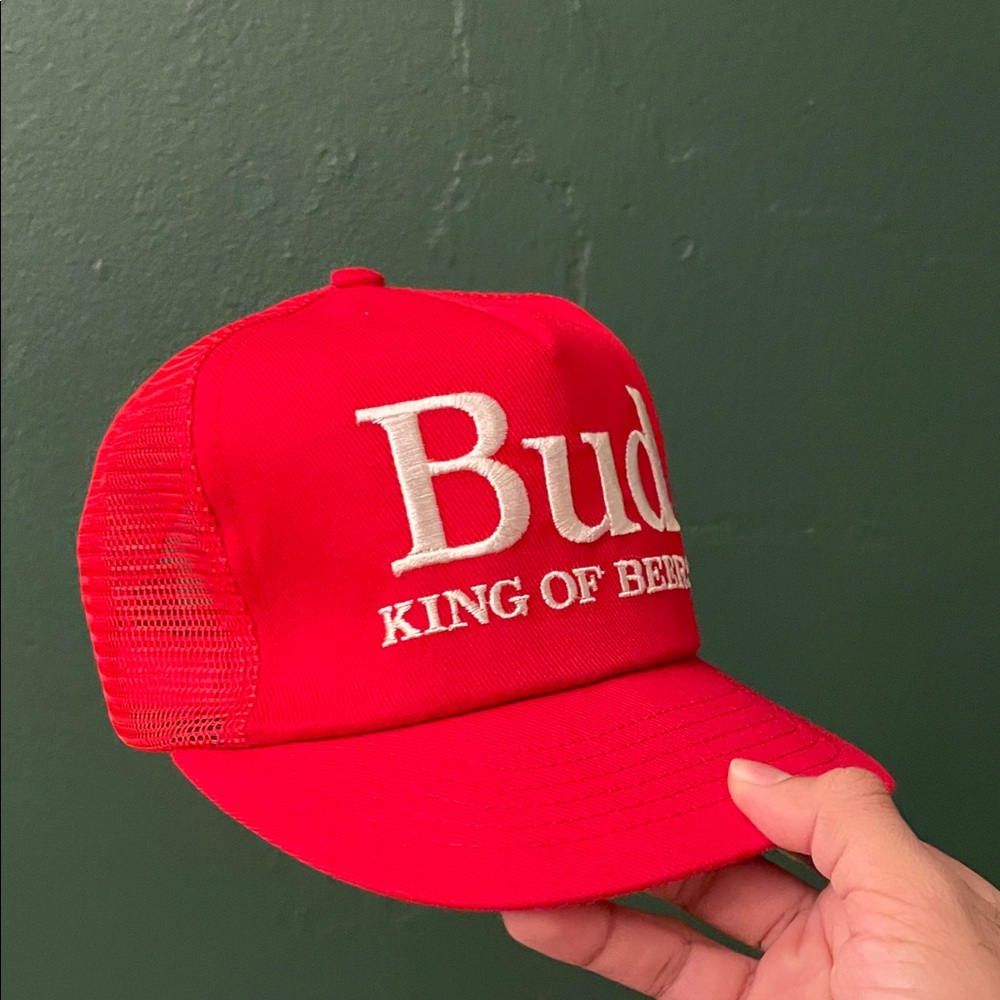 Budweiser Red Hat with White Embroidery